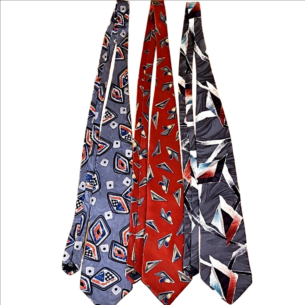Vintage HALSTON III Silk Geometric Ties Set